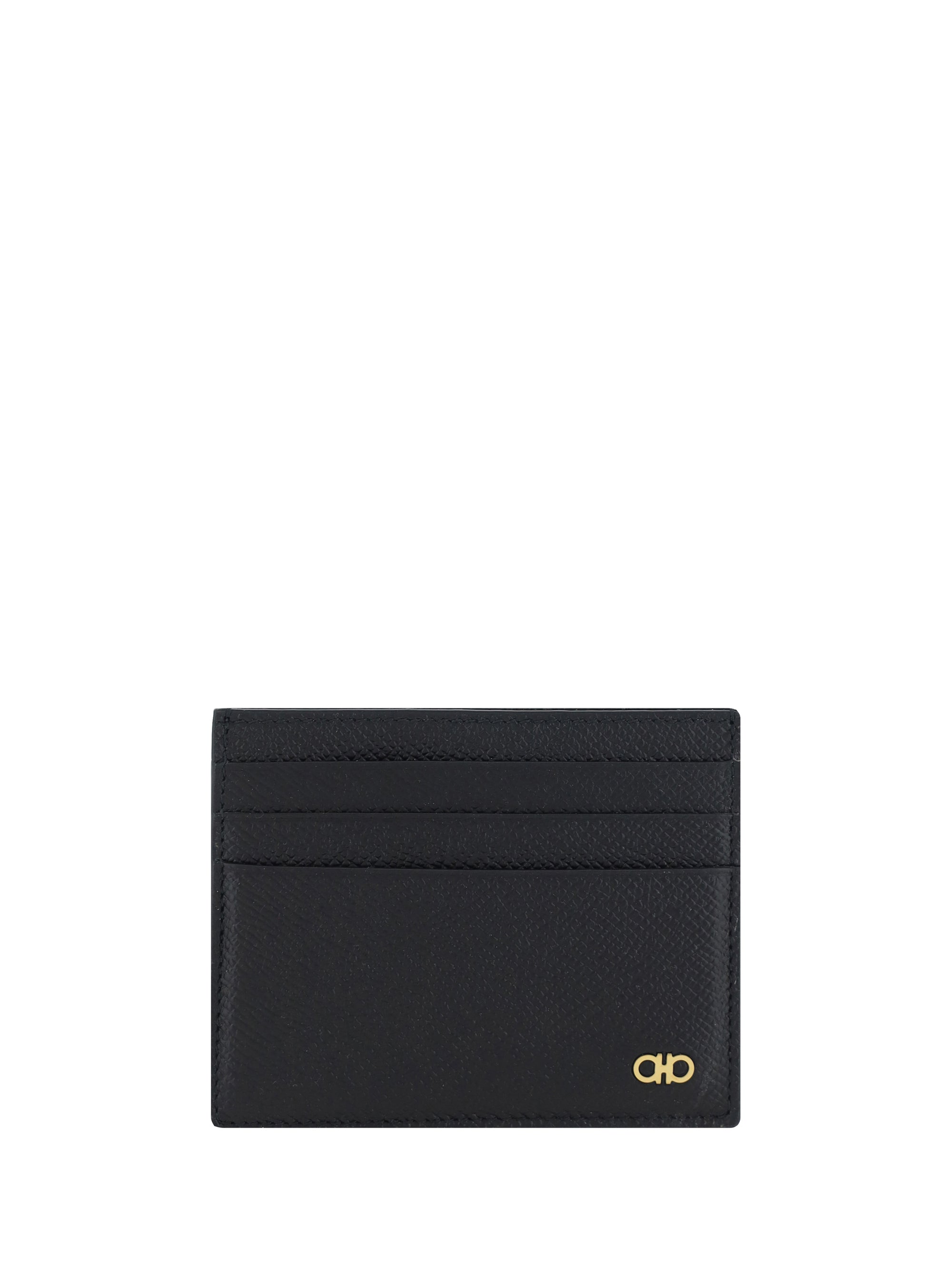Ferragamo Gancini Embossed Calf Card Case — Black
