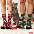 Gorro de Navidad personalizado divertido con 1-3 fotos de caras Calcetines cómodos para uso diario Regalo de Navidad para parejas Familia Dueños de mascotas