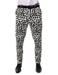 Men's Abstract Print Cotton Blend Trousers Multicolor Elastane