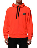 Men's Red Fluorescent Polyester Logo Patch Hoodie Sweater Clothing