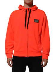 Men's Red Fluorescent Polyester Logo Patch Hoodie Sweater Clothing