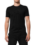 Black Cotton Velvet Logo Print Men T-Shirt