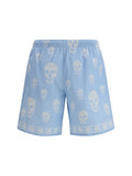 Alexander McQueen Skull-Print Swim Shorts — Blue