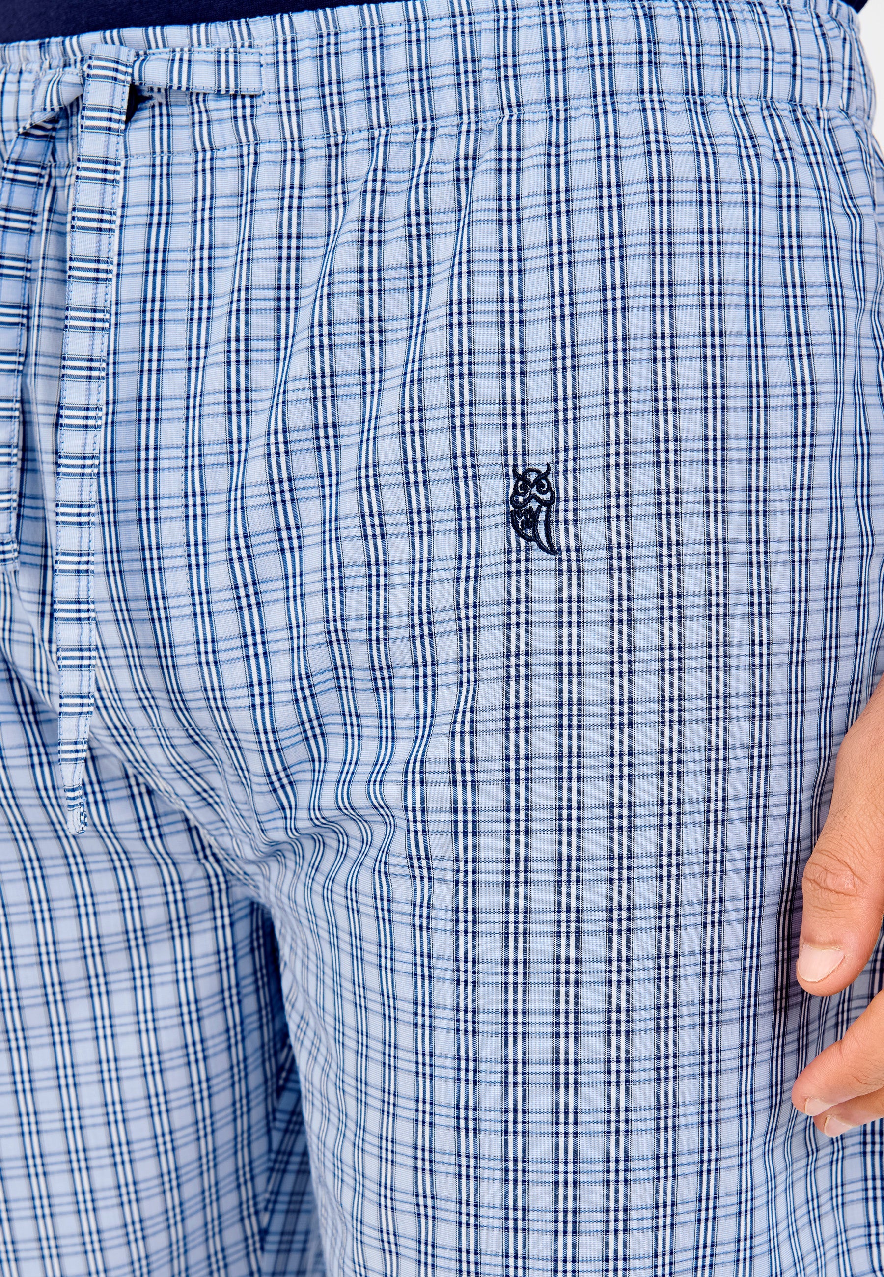 Pantalón Pijama Hombre Largo Popelín Cuadros - Azul 8983_36