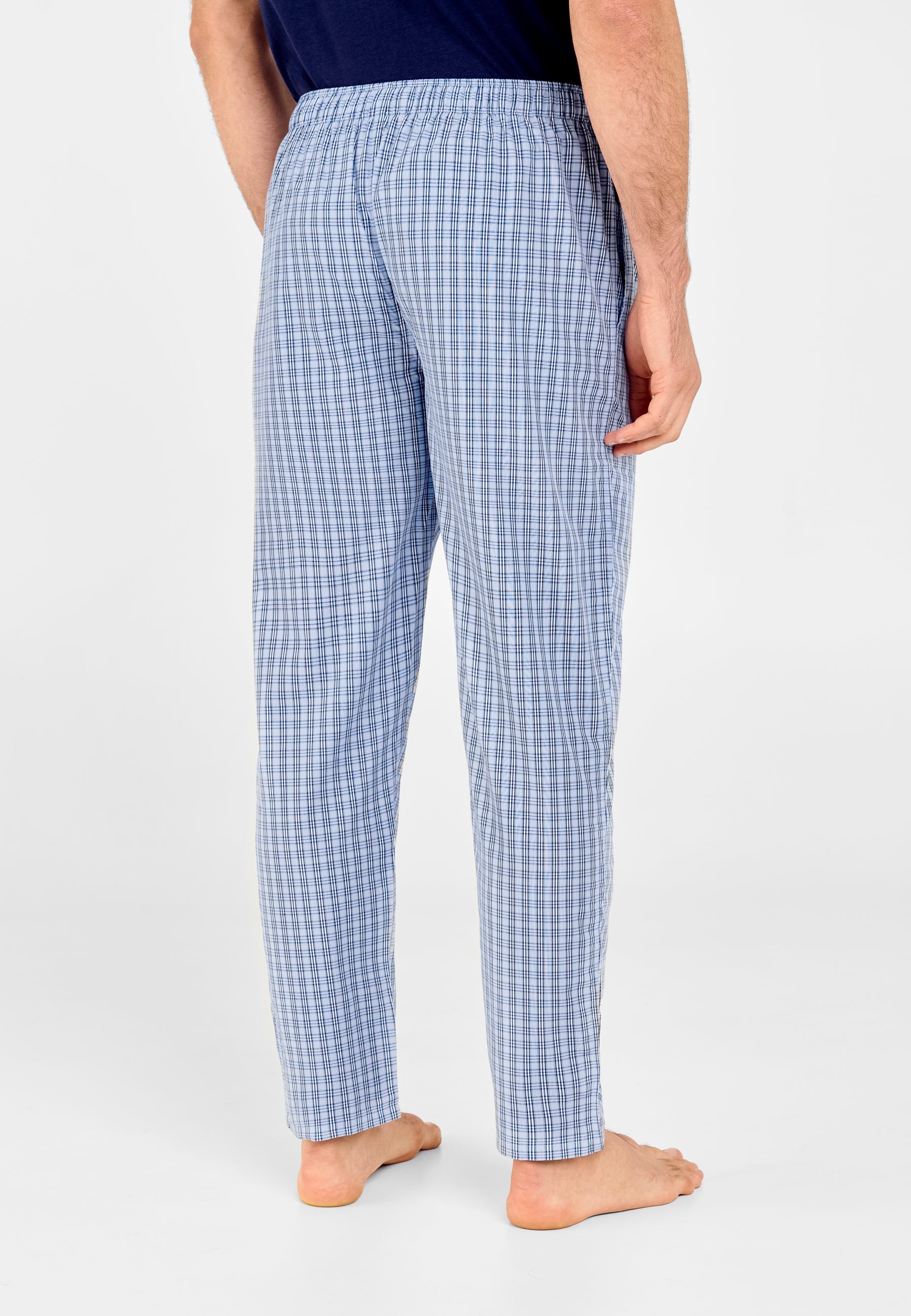 Pantalón Pijama Hombre Largo Popelín Cuadros - Azul 8983_36