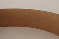 Women's Brown Leather Gold Metal Oval Buckle Belt