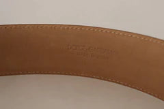 Women's Brown Leather Gold Metal Oval Buckle Belt