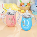 Conejito de Pascua personalizado Vaso isotérmico de 10 oz con nombre e inicial Doble asa Baby Shower Cumpleaños Día de Pascua Regalo para niños pequeños