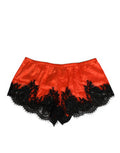Women's Red Silk Satin Lace Shorts Underwear