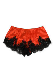 Women's Red Silk Satin Lace Shorts Underwear