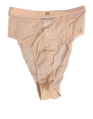 Women's Beige Sheer Mesh High Waist Panty Underwear Polyamide Clothing