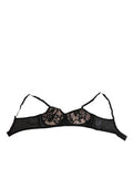 Women's Black Nude Floral Lace Sheer Bra Underwear Silk Clothing