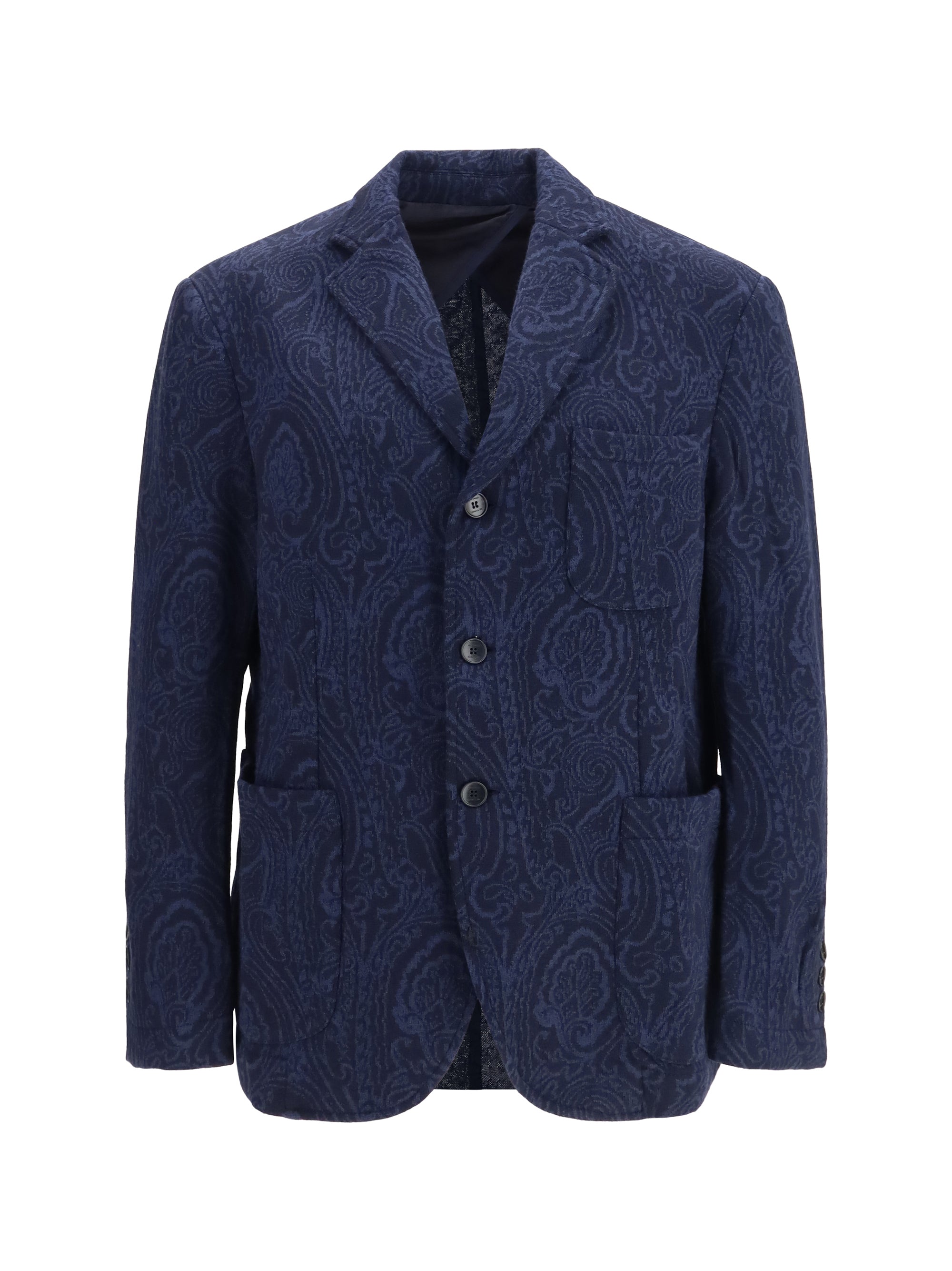 Americana Etro de mezcla de lana jacquard con árnica — Azul marino