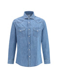 Brunello Cucinelli Lightweight Denim Denim Shirt — Blue