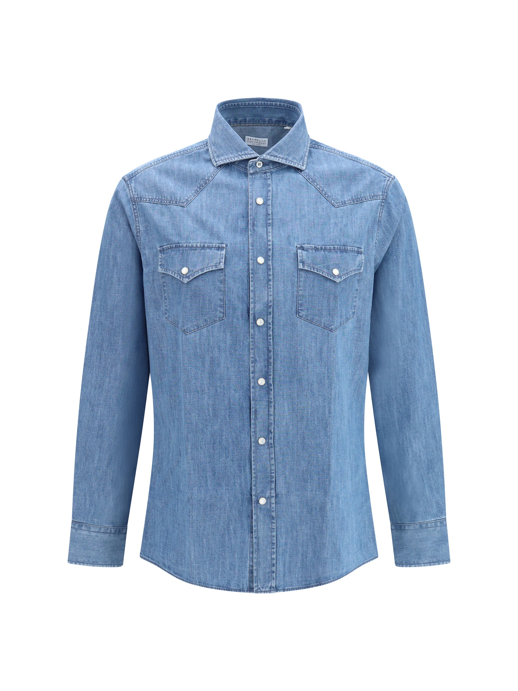 Brunello Cucinelli Lightweight Denim Denim Shirt — Blue