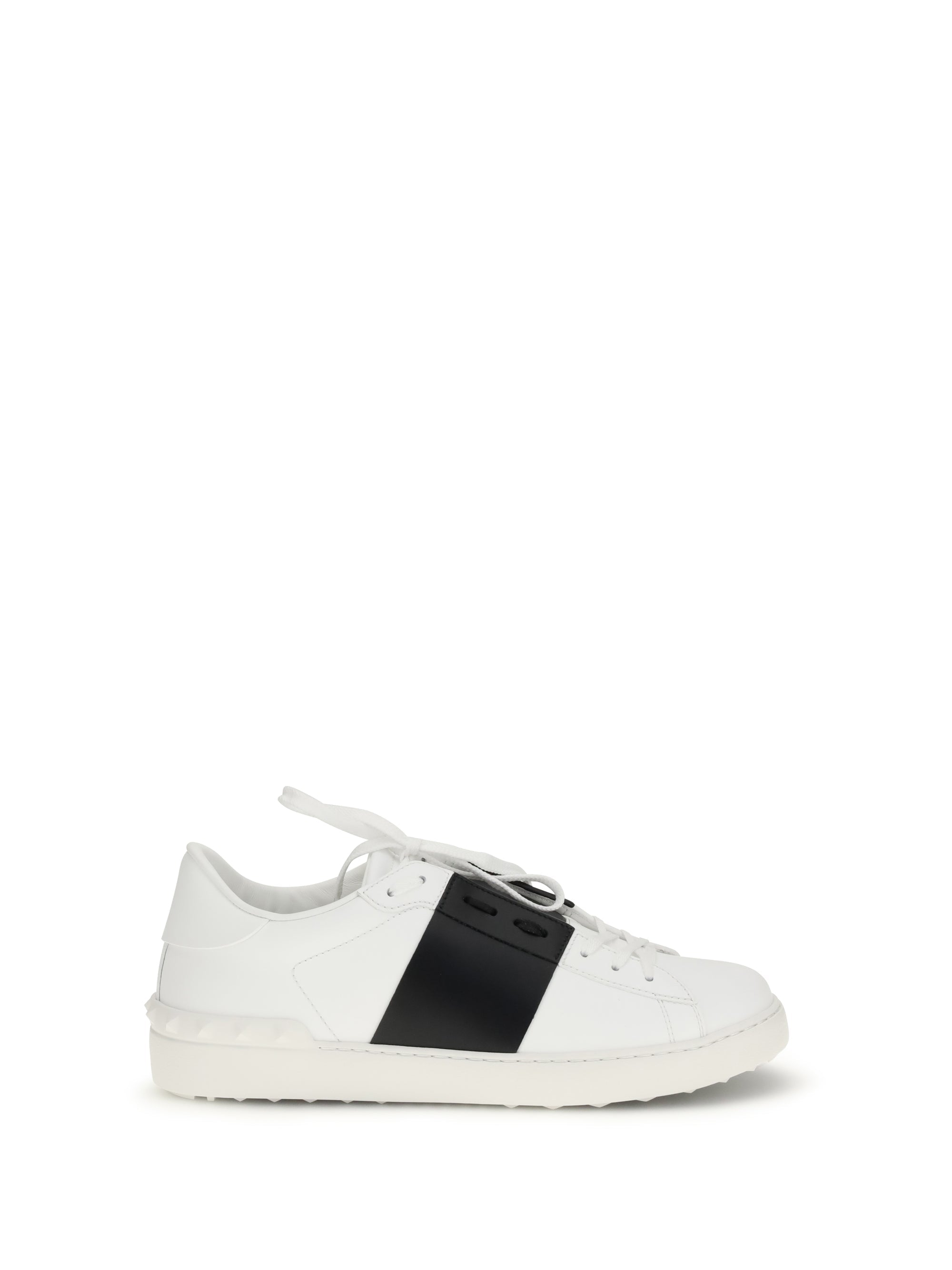 Valentino Garavani Leather with Contrast Side Band Sneaker — White