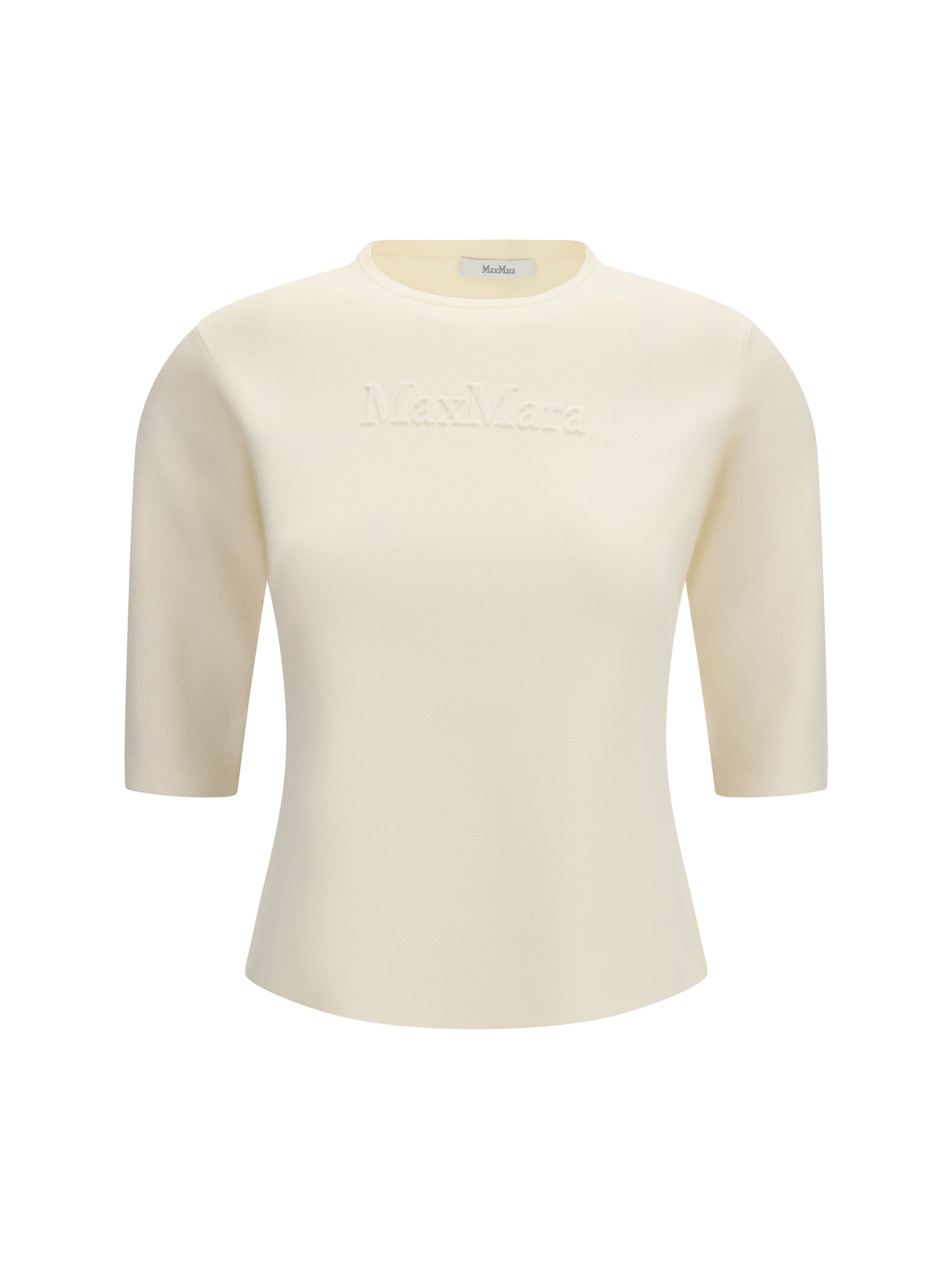 Max Mara Pure Embroidered Logo Viscose Blend T-Shirt — Beige