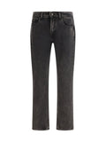 7for Straight Cotton Jeans — Black