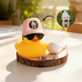 Pato de Golf Personalizado con Gorra y Base de Madera Decoración de Escritorio Regalo de Cumpleaños para los Amantes del Golf