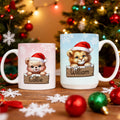 Personalizada Cute Cartoon Christmas Hat Animal 11 oz 15 oz Taza de Cerámica con Nombre Uso Diario Regalo de Navidad para Niños Niñas