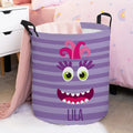 Cesto de ropa sucia plegable personalizado con nombre y asa Organizador de habitaciones Divertido monstruito Regalo de cumpleaños infantil para niños Niñas