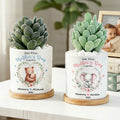 Maceta de Cerámica Personalizada Floral Padre-Hijo Animal con Base de Bambú Nombre y Año Primer Regalo del Día de la Madre para Mamá