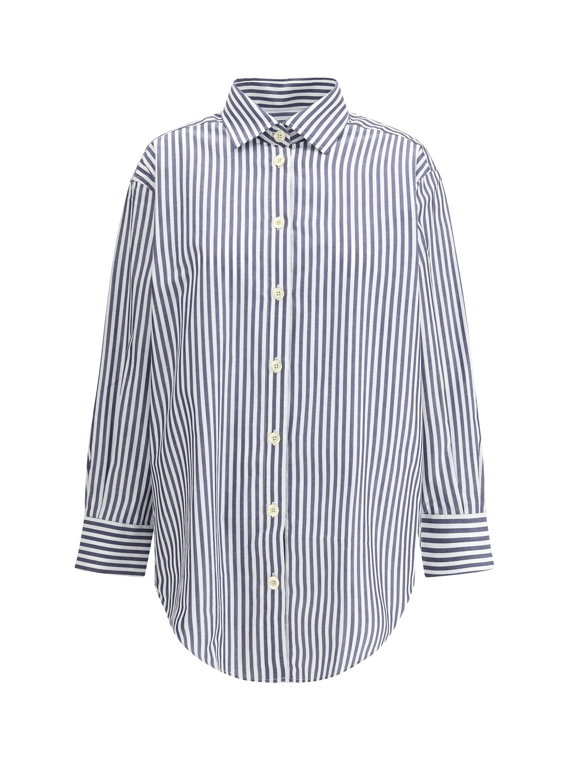 Deperlu Striped Cotton Oversized Shirt — Blue