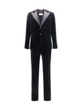 Ferragamo Velvet Tuxedo Pant Suit — Black