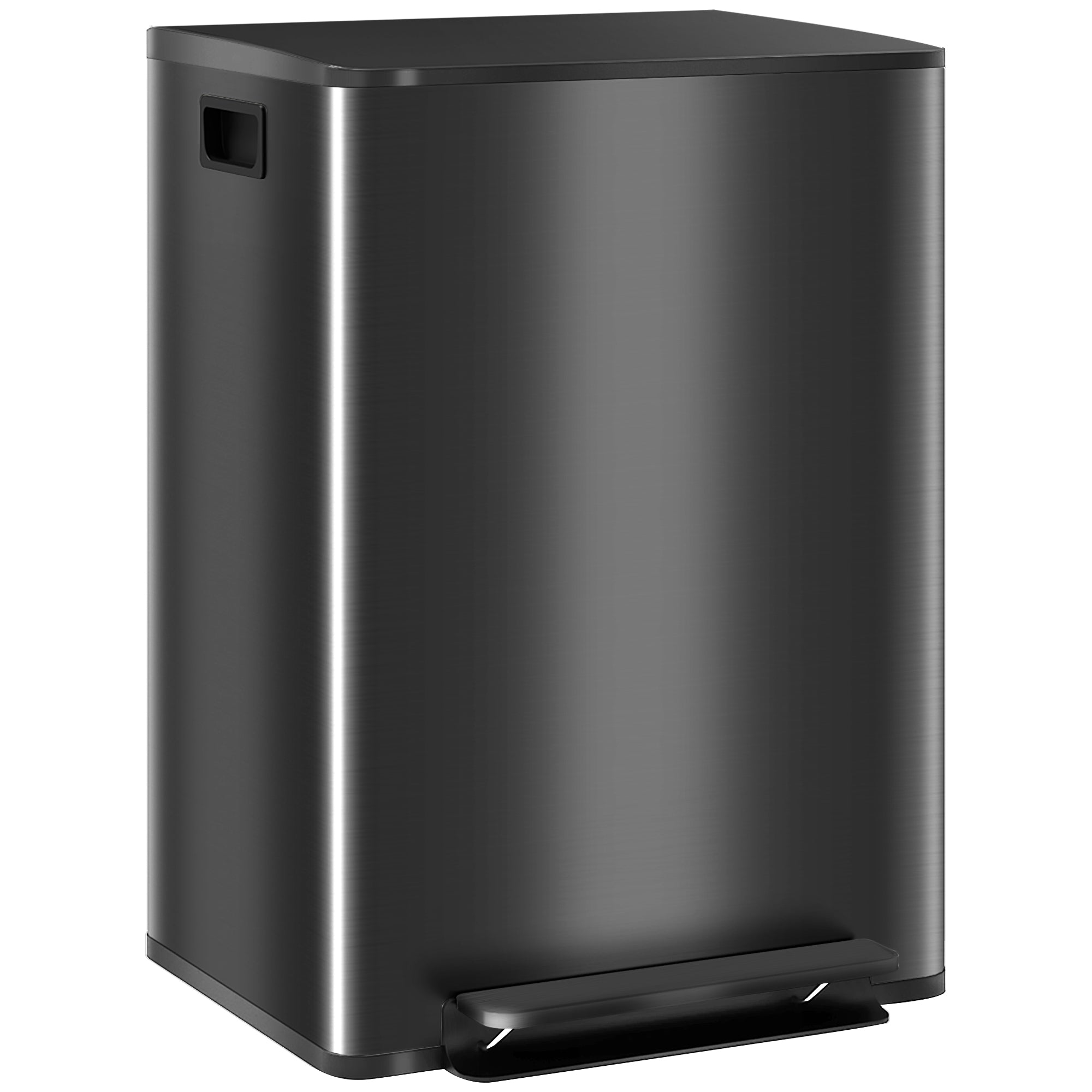 2 x 30L Stainless Steel Double Pedal Bin with Removable Inner Buckets and Handles, Black
