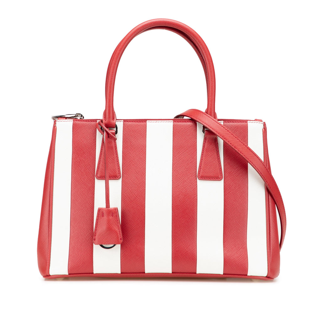 Small Bicolor Saffiano Galleria Double Zip Satchel