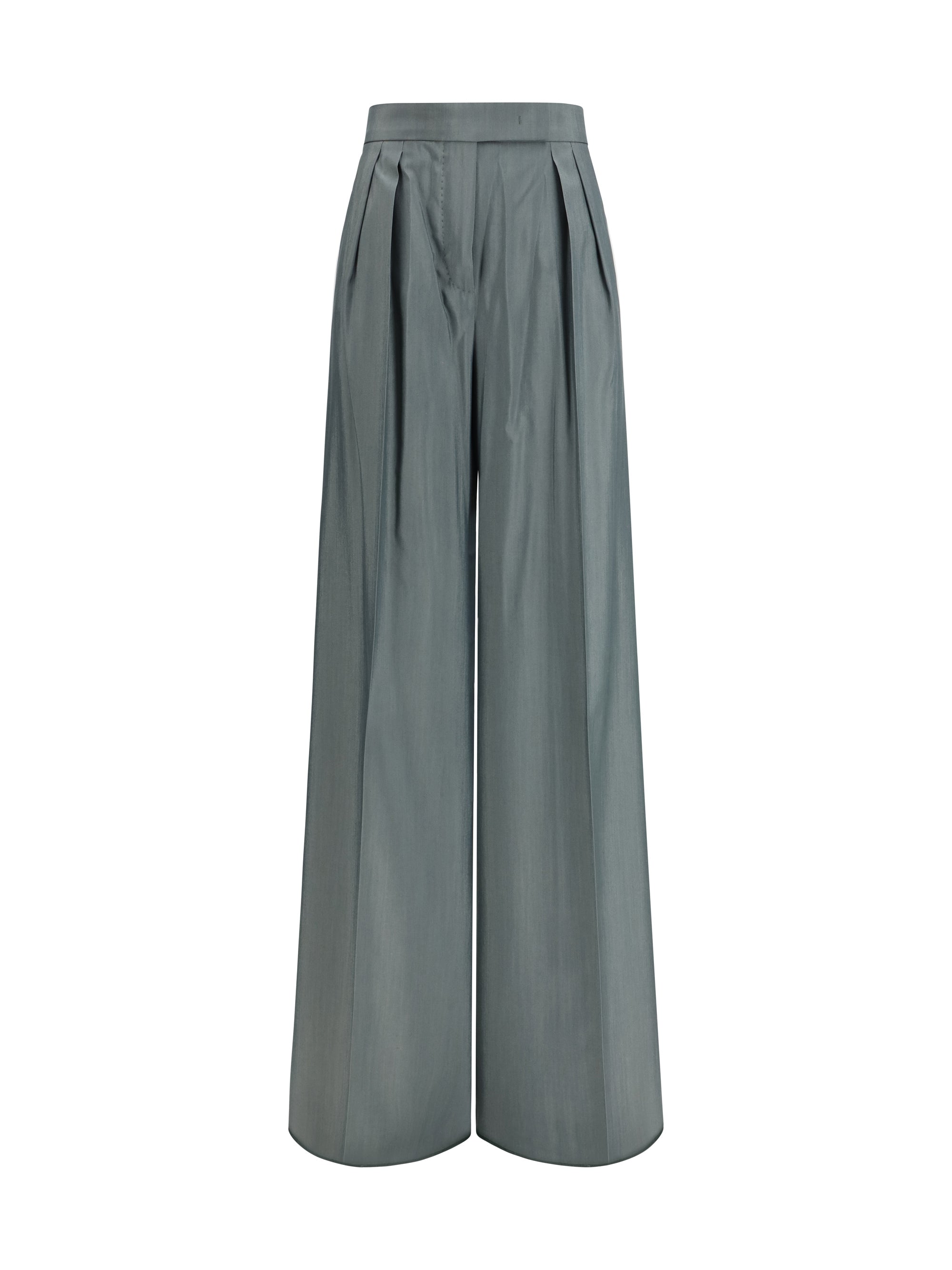 Max Mara Virgin Wool Pleated Trousers — Green