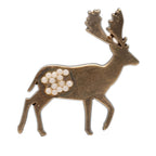 CC Gold Plated Faux Pearl Deer Brooch