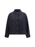 Max Mara Pure Denim Print Jersey Jacket — Navy