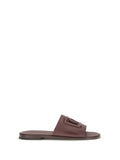 Dolce & Gabbana Grained Leather Sandals — Bordeaux