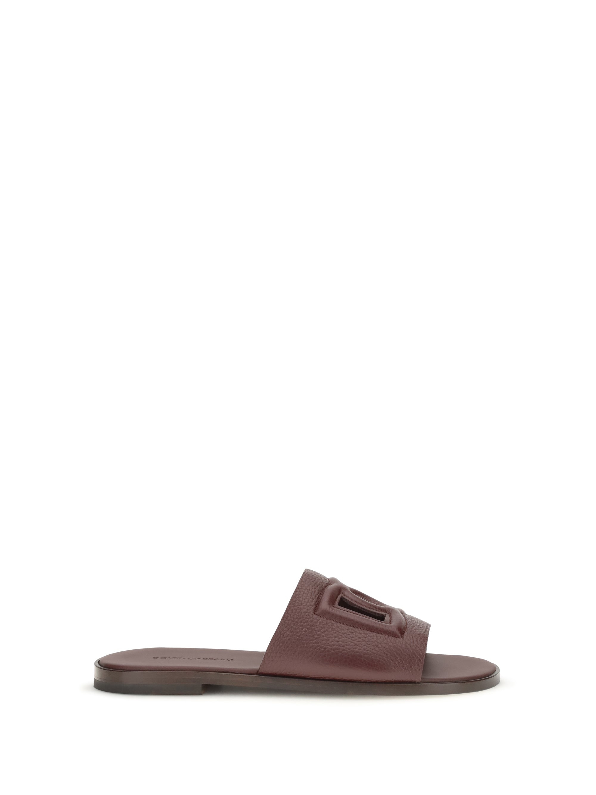 Dolce & Gabbana Grained Leather Sandals — Bordeaux