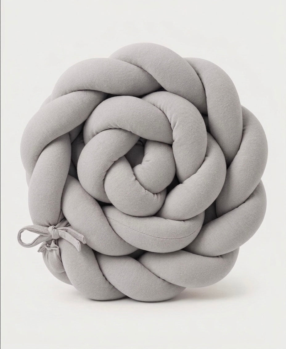 Gray Crib Braid Bumper 180cm - Safety and Style for Your Baby