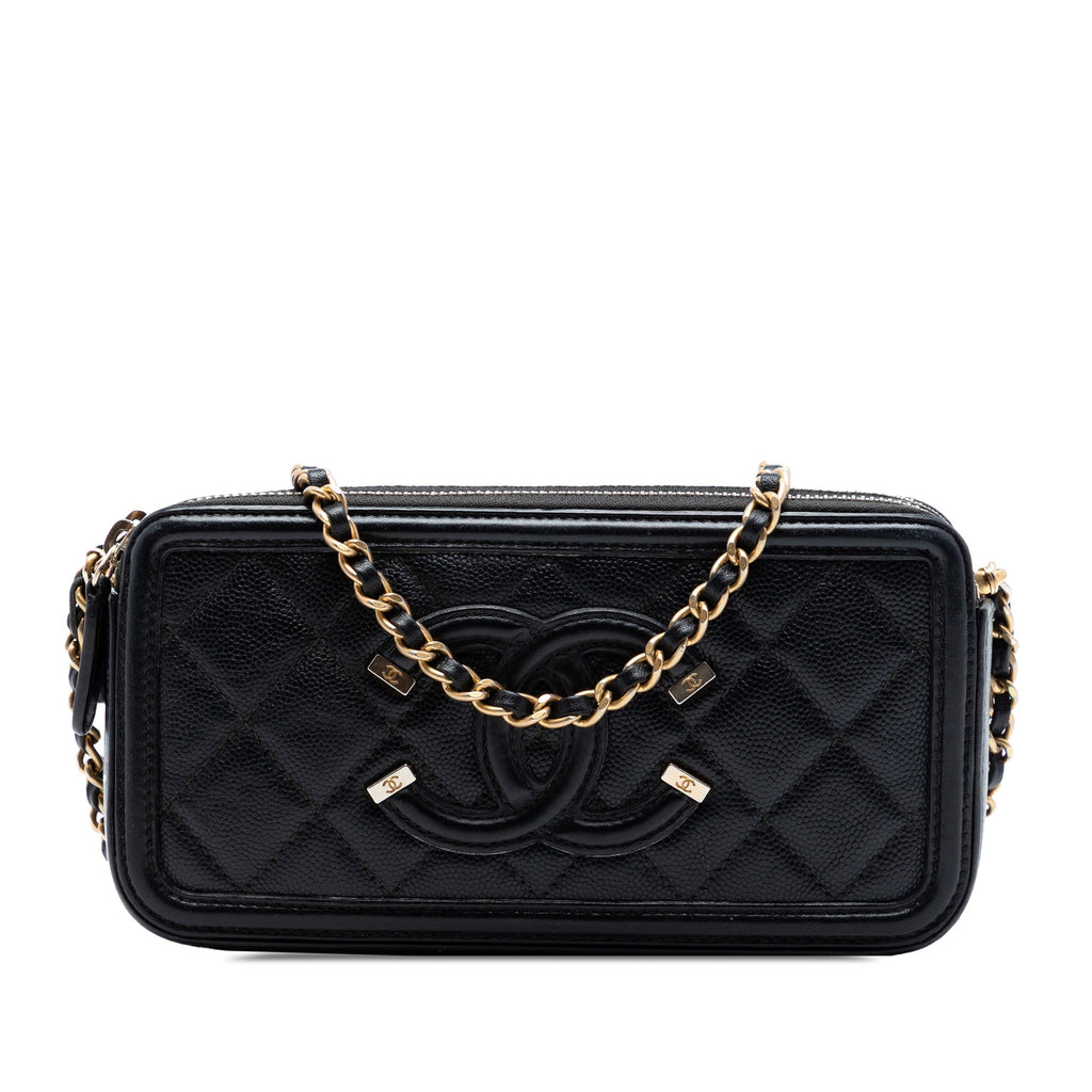 Caviar CC Filigree Clutch with Chain