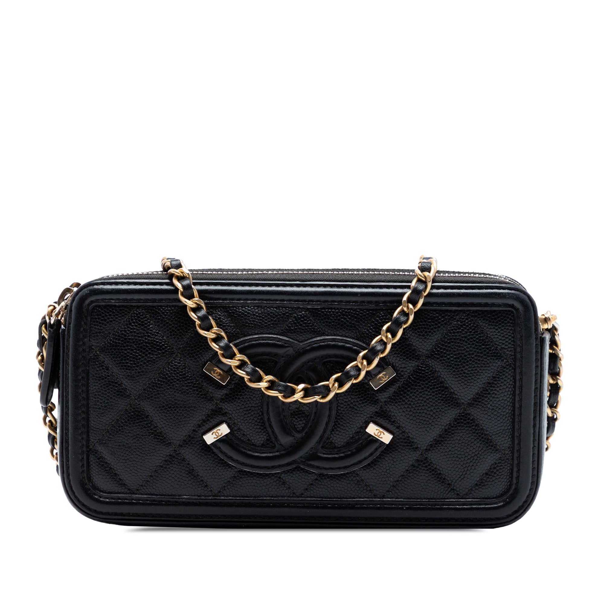 Caviar CC Filigree Clutch with Chain