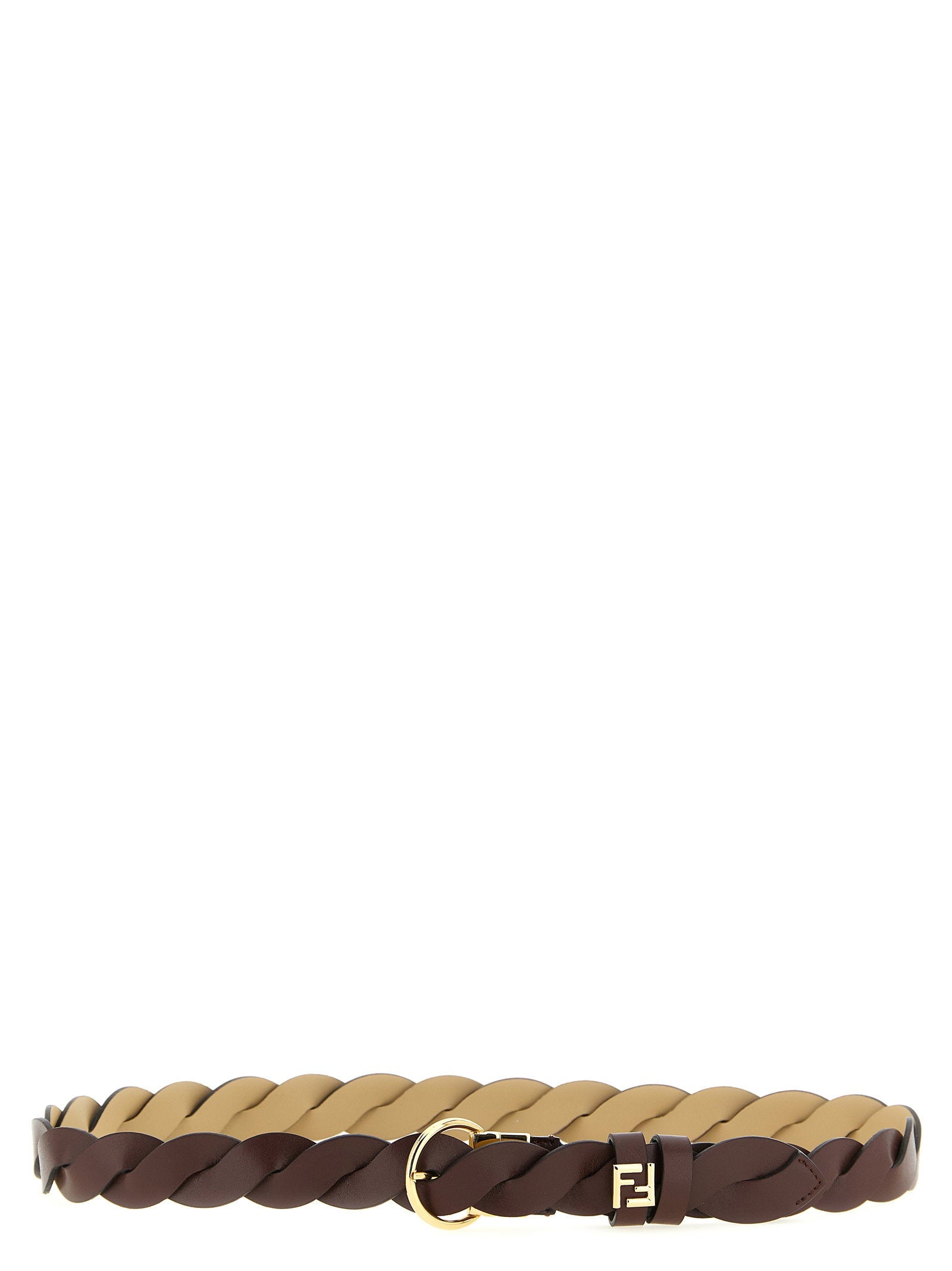 Fendi Reversible Braided Leather Belt — Brown