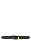 Fendi Oval Metal Buckle Belt — Black