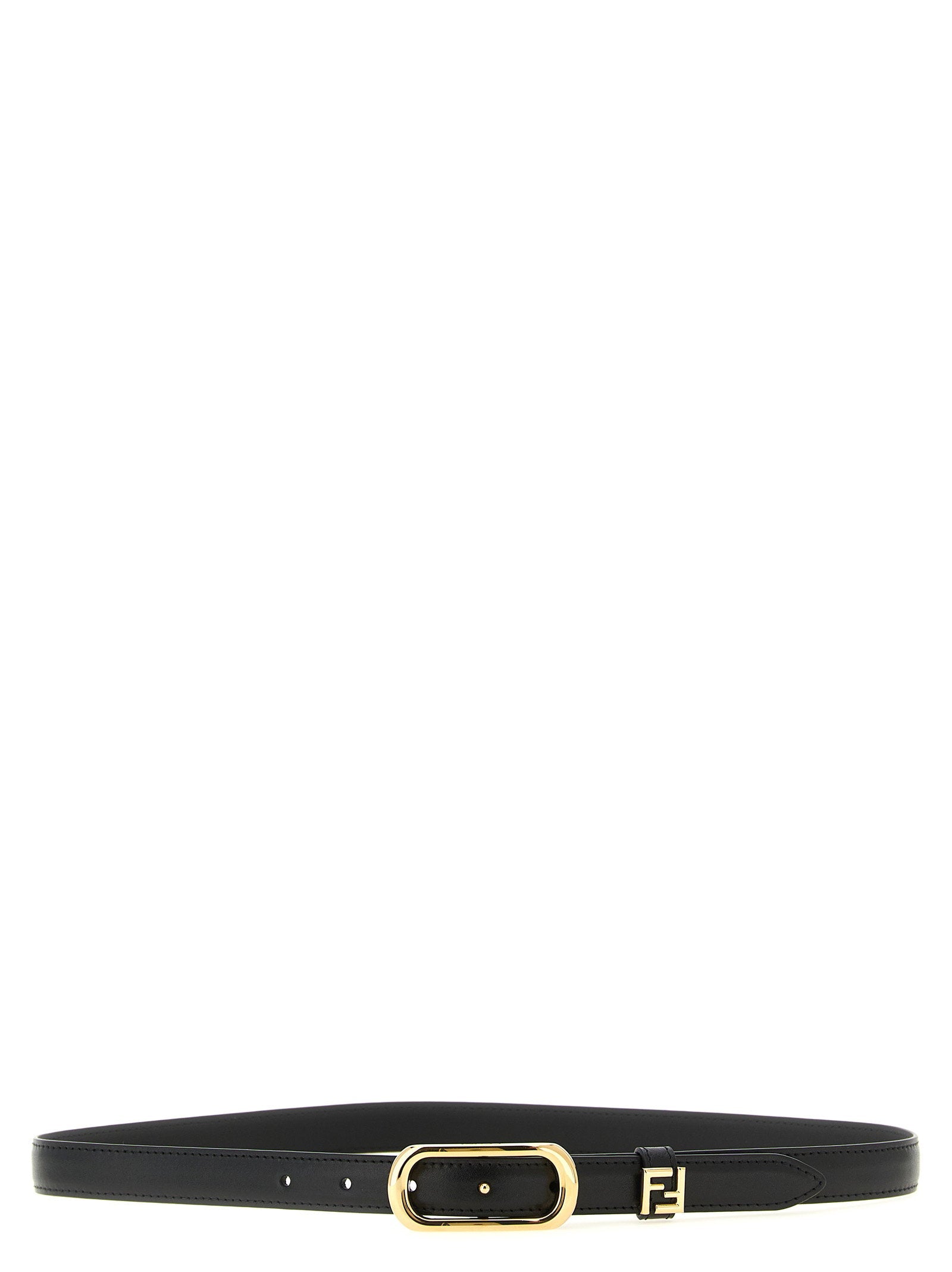 Fendi Oval Metal Buckle Belt — Black