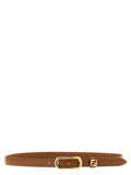 Fendi Oval Gold Buckle Belt — Tan