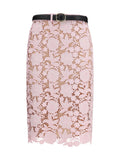 Self-Portrait Floral Lace Skirt — Pink