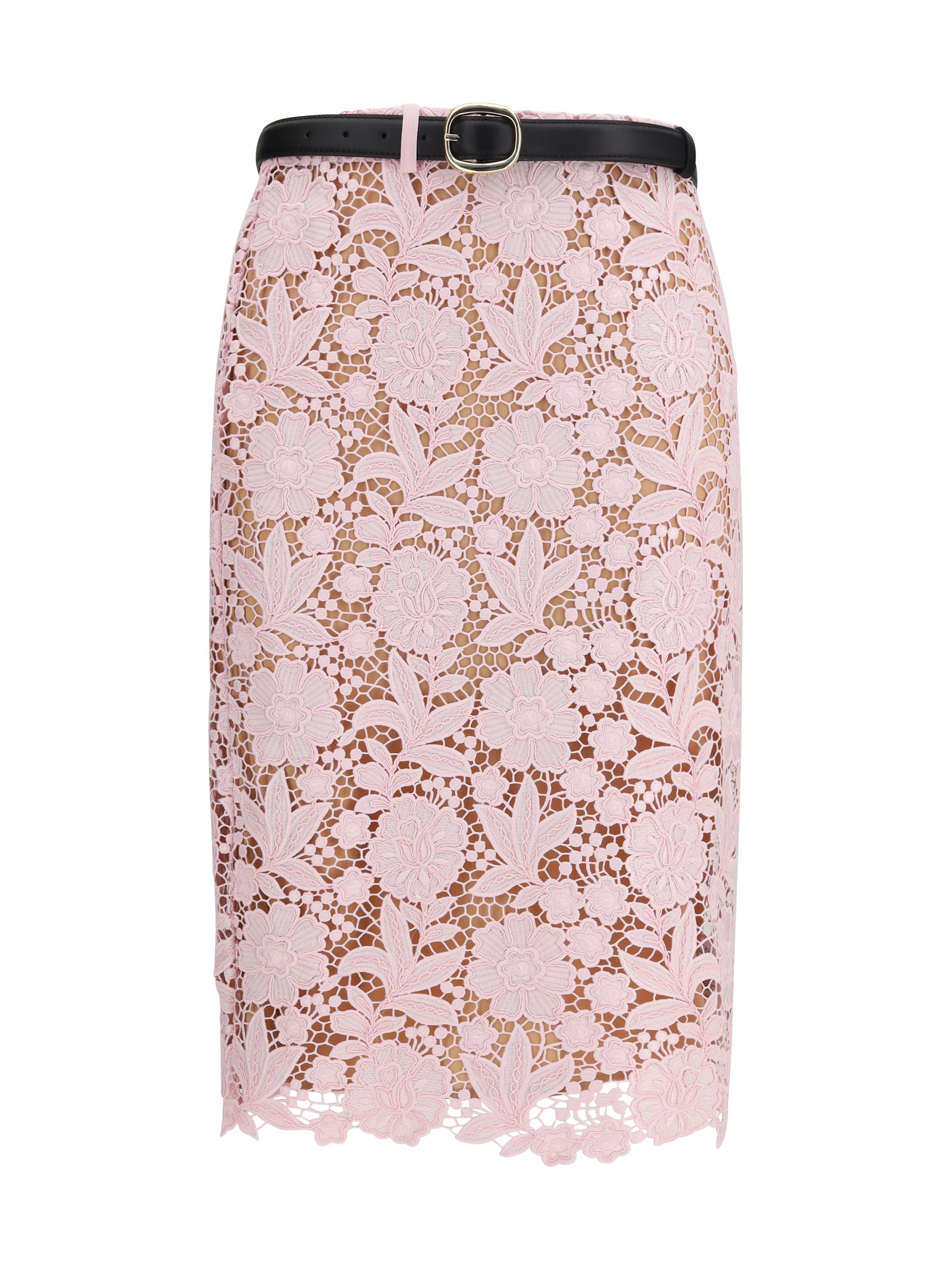Self-Portrait Floral Lace Skirt — Pink