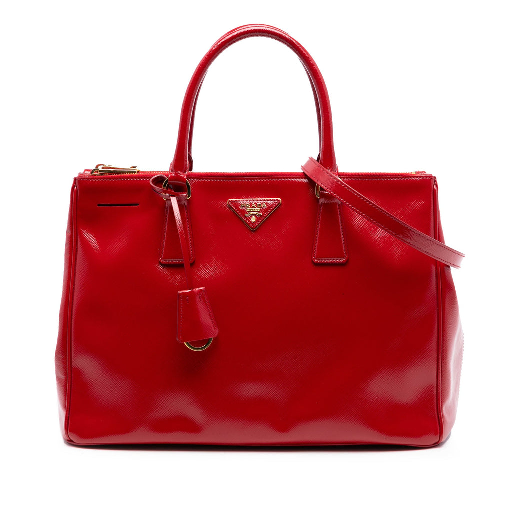 Medium Saffiano Vernice Galleria Double Zip Satchel