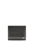 Ferragamo Logo-Embossed Calfskin Card Case — Black