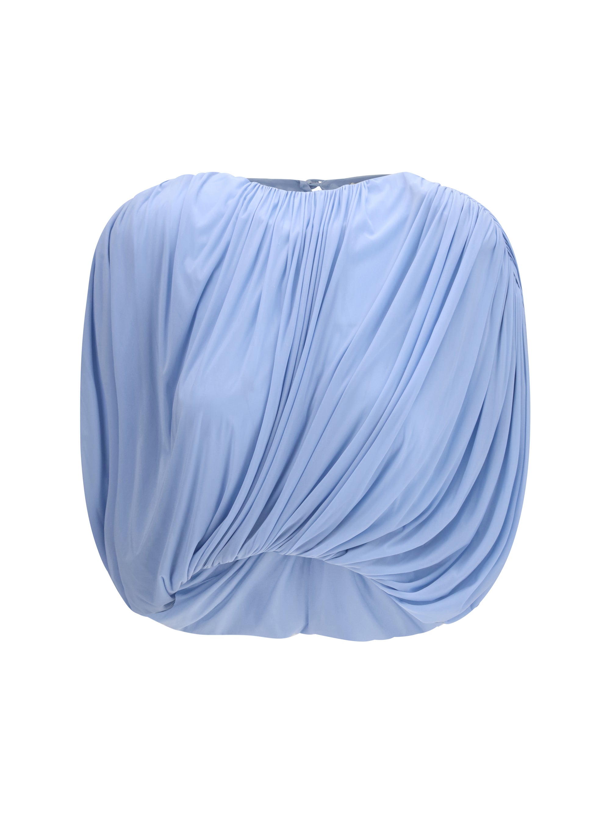 Magda Butrym Pleated Cupro Blouse — Blue
