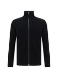 Maison Margiela Ribbed Zip-Up Knit Sweater — Black
