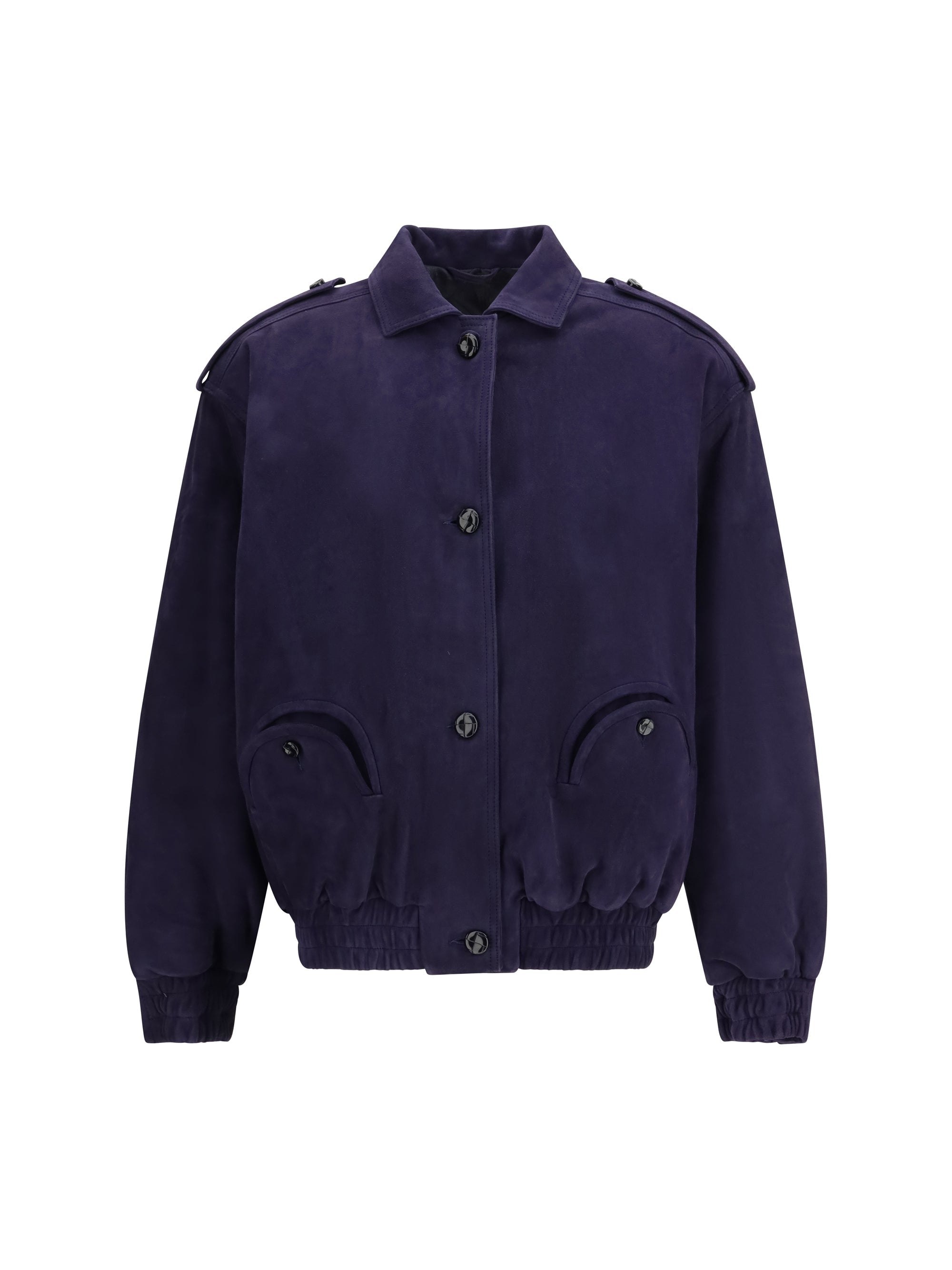 Blazè Milano Suede Bomber Jacket — Navy