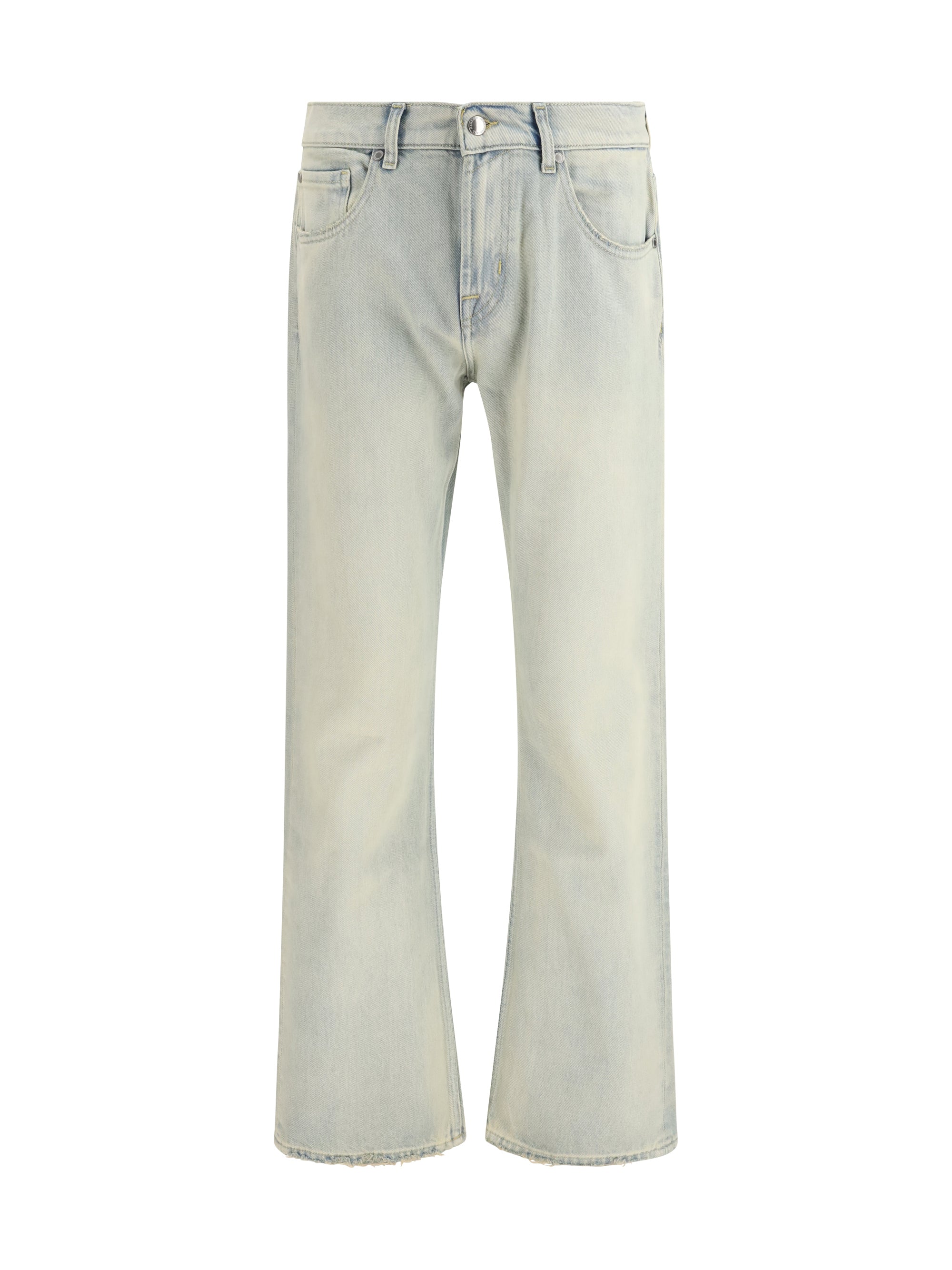 7for Mid-Rise Bootcut Cotton Jeans — Beige